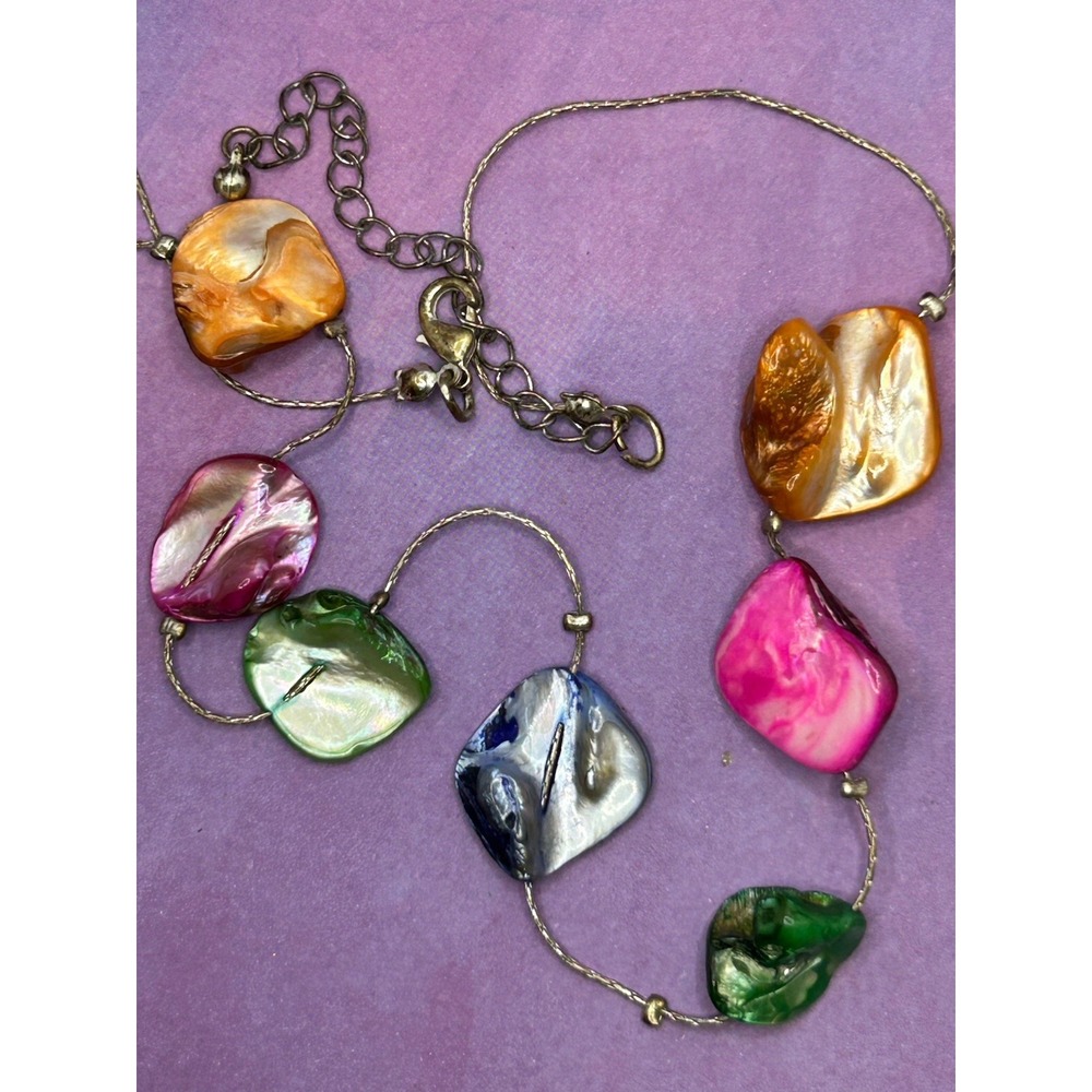 Mother of Pearl Shell Necklace Fruit bowl‎ Spring Easter 18" Boho Beachy Pink